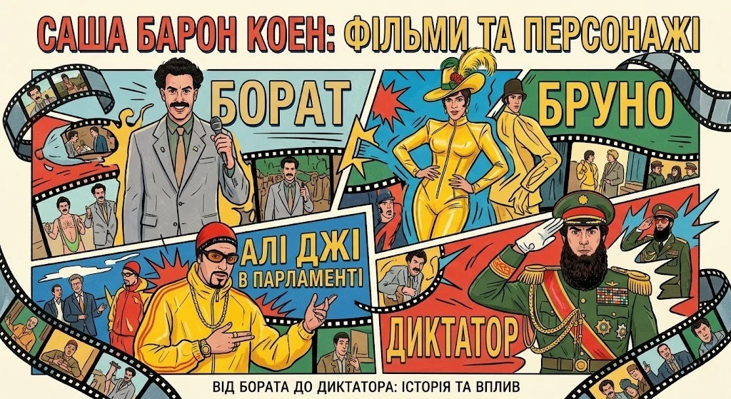 Повний список фільмів Саші Барона Коена з описами